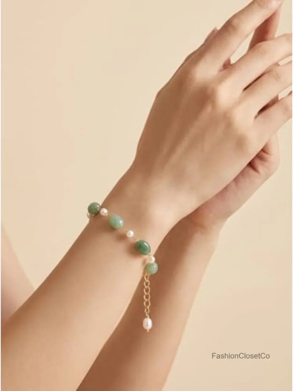 18K Gold Plated Pearl Beaded Bracelet, Adjustable Chain Stackable Bracelet,